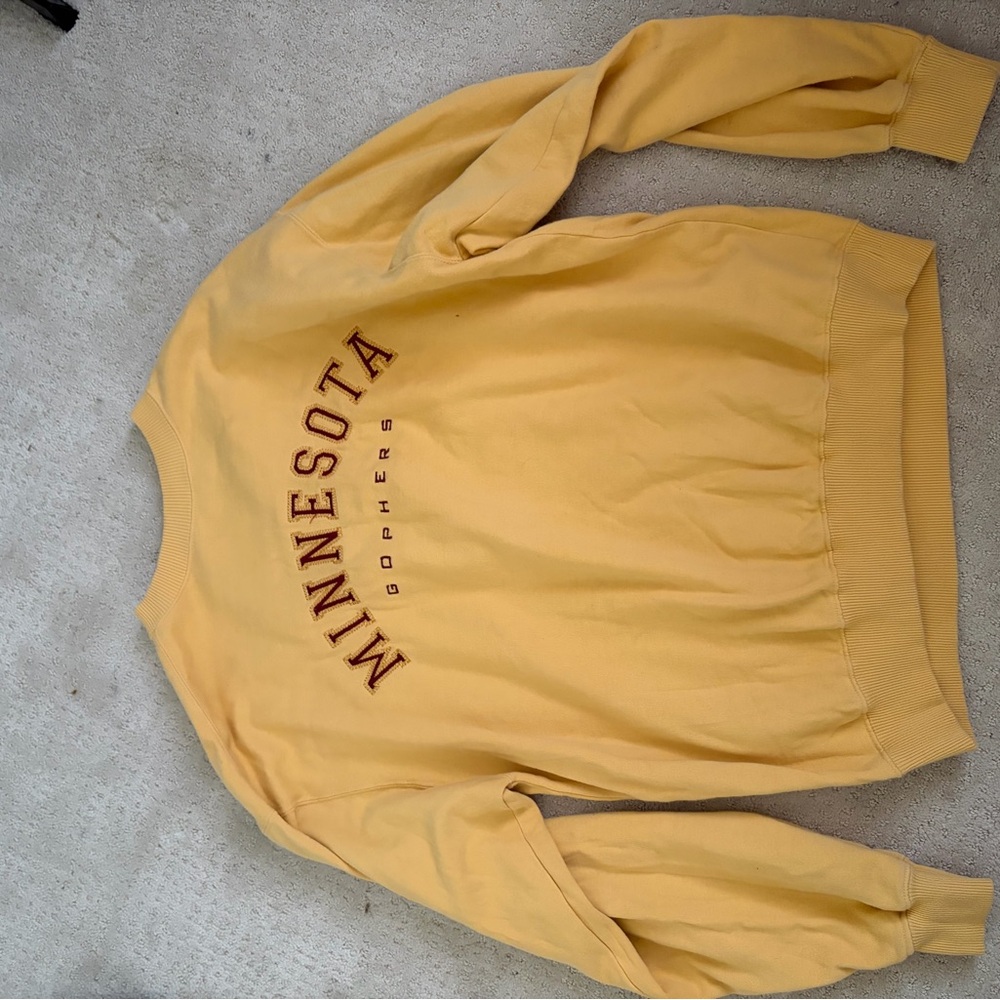 Minnesota Crewneck Sweatshirt - Gold with Maroon Lettering
